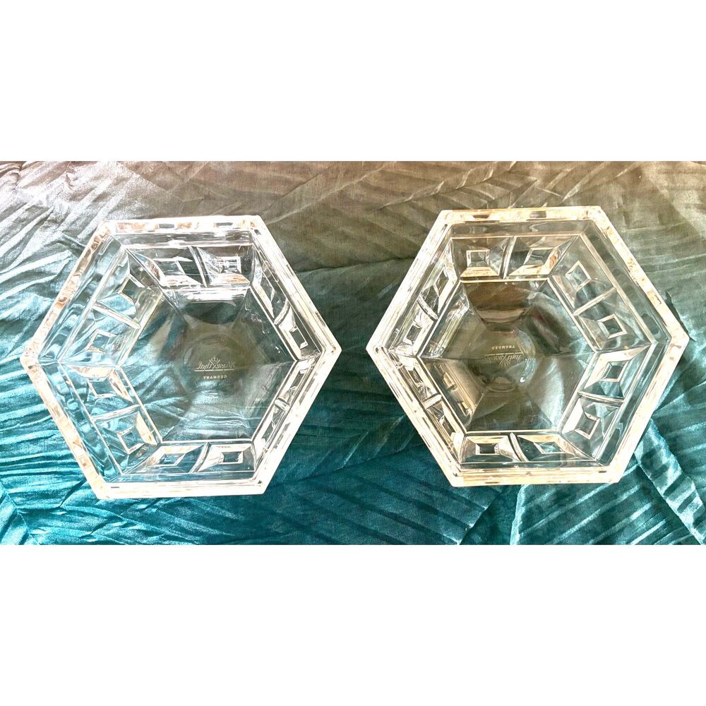 Rosenthal Crystal Bowls Set MC Geometric Hexagon Crystal Catchall Dishes Germany